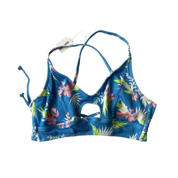 JESSICA SIMPSON, SIZE LARGE, BLUE TROPICAL BIKINI TOP - Picture 1 of 3
